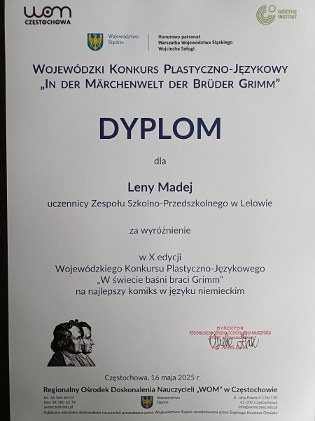 Sukces naszej uczennicy w wojewódzkim konkursie!
