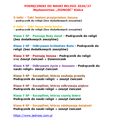 Podręczniki do religii na rok szkolny 2026/2027